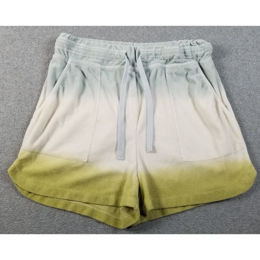 Dex Terry Cloth Shorts Womens Medium M Blue White Green Ombre Dip Dye Drawstring